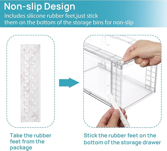 Vtopmart 2Pack Large Stackable Pantry Storage Drawers, Clear Organizer Bins with Handles, Acrylic Drawer Organizers for Kitchen, Pantry, Bathroom Undersink, Cabinet Organization and Storage