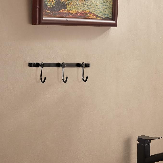 WINCASE Bronze Towel Hooks, Bathroom Rail Hook Rack Wall Mounted, Antique Oil Rubbed Brass Cloth Coat Rack with 3 Hooks Farmhouse