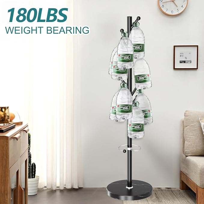 OIRUMIE Coat Rack,Metal Coat Rack Frestanding,Black Coat Stand for Entryway | Coat Rack Stand with Marble Base & Umbrella Holder,Modern Coat Hanger Stand,Coat Clothes Tree Stand for Hallway,Office
