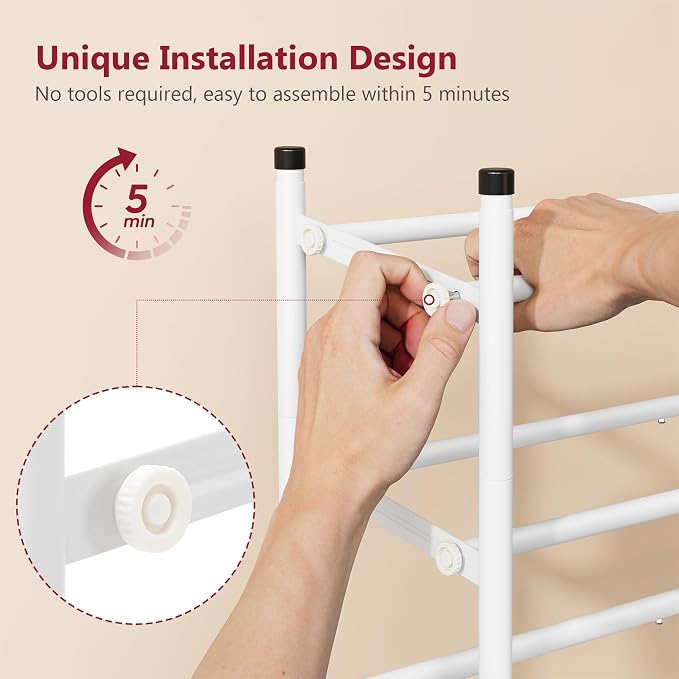 Expandable Shoe Rack for Closet 4 Tier, 29“-41“Adjustable & Stackable Shoe Shelf Storage, Metal Shoe Rack Organizer for Front Door Entrance, Closet, Garage, Entryway, White | Adjustable Shoe Organizer Closet Shoe Rack Floor, Metal Shoe Shelf Storage fo...