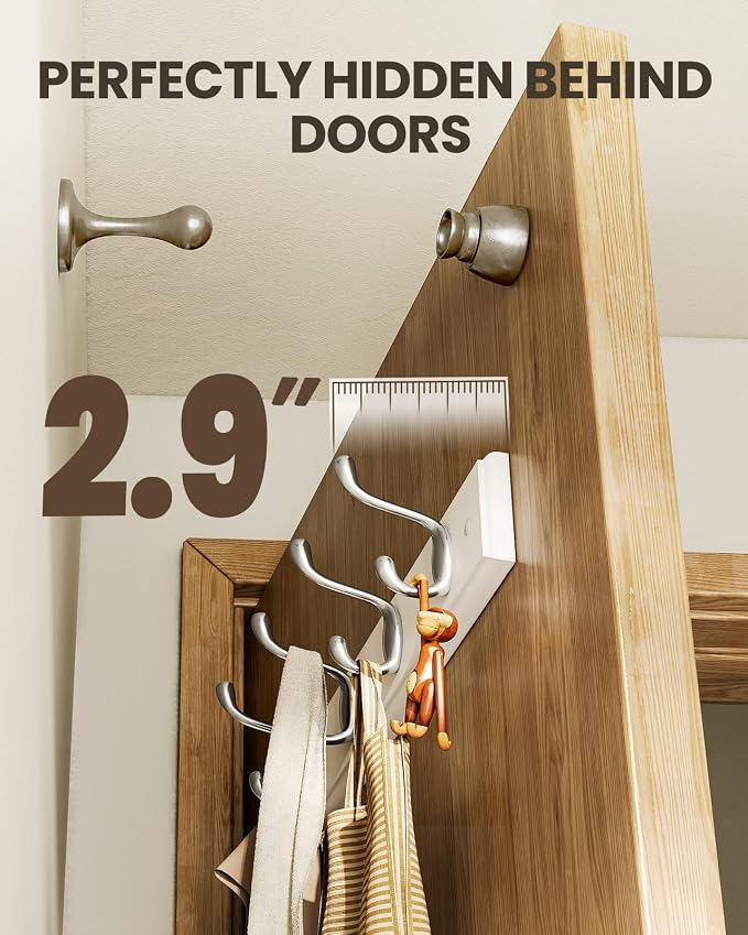 AMADA HOMEFURNISHING Coat Rack Wall Mount 2 Pack, Coat Hooks Wall Hooks Coat Hangers for Wall, Hat Racks Hooks for Hanging Coats Wall Mounted, 15.7" L x 2.8" W x 0.6" H, White