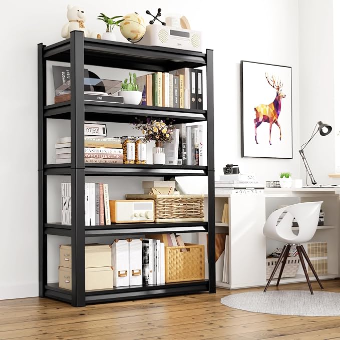 Set of 4 71"H Garage Shelving-2050LBS 5 Tier Storage Shelves,Adjustable Heavy Duty Metal Shelving Unit and Storage Large Rack,Utility Steel Shelf For Shop Warehouse Industrial Pantry 71"x35"x16"