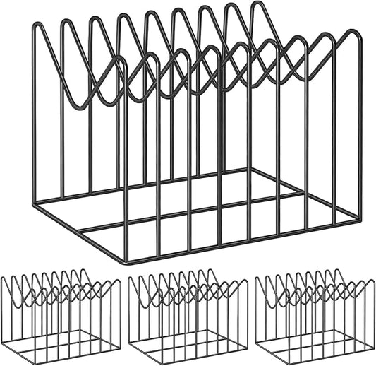 TOPCJ 4 Sets Wire File Organizer for Desk,File Folder Holder/Rack/Stand,File Sorter Organizer,Desktop Record/Clipboard Holder,8 Sections Storage,Anti-Scratch/Rusty,Steel Stable Holder,Black