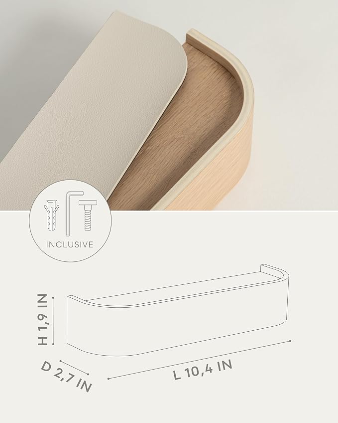 Kazai. Key Holder 'Toke' | Minimalist Key Hook Design from Berlin | Modern Key Holder Wall Mount with Wooden Shelf | Key Rack for Wall as Entryway Organizer | Oak, White
