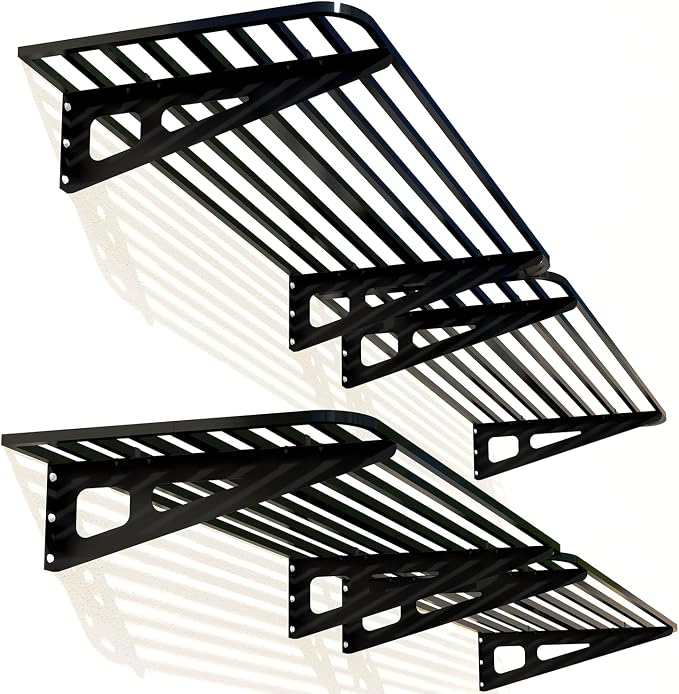 ZoffyFabrizio Garage Shelving Wall Mounted, 2-Pack 2x8ft Garages Shelving 24-inch-by-96-inch Wall Shelf Garage Storage Rack Floating Shelves, Space-Saving Black