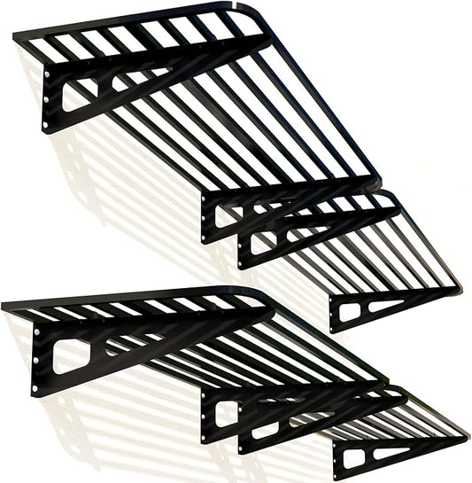 ZoffyFabrizio Garage Shelving Wall Mounted, 2-Pack 2x8ft Garages Shelving 24-inch-by-96-inch Wall Shelf Garage Storage Rack Floating Shelves, Space-Saving Black