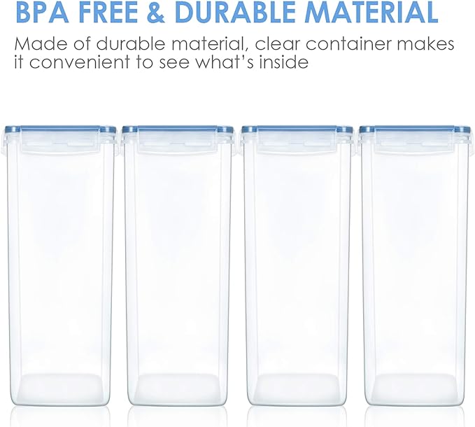Vtopmart 6.5L Flour Sugar Storage Containers, 4 PCS, Blue | For Bulk Flour and Sugar Storage, Airtight Seal, Multiple Sizes, BPA Free, Food Grade Material, Dishwasher Safe (Not Lids)