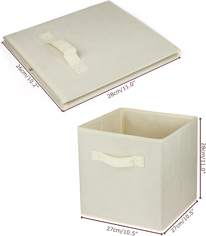 3 Pcs Storage Cubes, 10.5 Inch Collapsible Storage Bins, Fabric Foldable Bins for Organization, Durable Storage Bins for Closet, Shelves, Offices (Beige) | [Beige] [For Organization, Durable Storage Bins for Closet, Shelves, Offices]