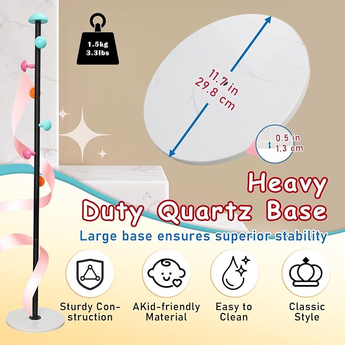 Coat Rack Freestanding Heavy Duty Metal Kids Coat Stand, 7 Round Mushroom Hooks & Sturdy Marble Quarte Base, Hanging Clothes Purse Bag Jacket for Hall Corner Office Garage Entryway (Black)