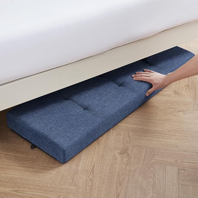 Ornavo Home 43" Large Storage Ottoman Bench with Legs, Navy Blue | Foot Rest Stool; Ottoman with Hidden Storage; Ideal for Bedroom, Living Room, Entryway or Home Office