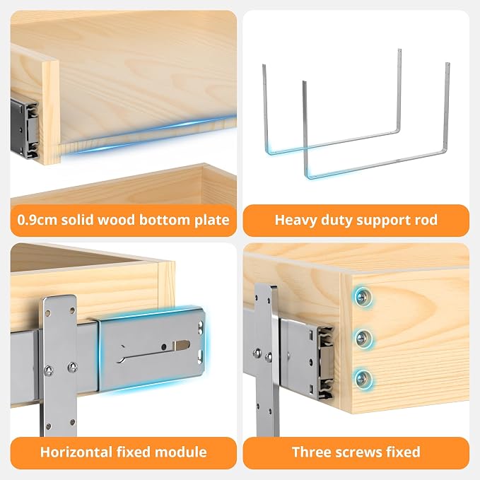 21" Deep 2-Tier Pull Out Cabinet Organizer - Wood Pull Out Drawers | Slide Out Shelves, Full-Extension, Ball-Bearing Slides, 3 Adjustable Heights (2-Tier, 20''W X 21''D Overall)