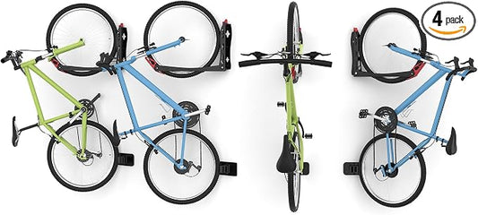 WALMANN BIKEPAL No Lifting Wall Mount Swivel Bike Rack, Wall Bike Hangers for Garage Space Saving Vertical Bike Storage(4 Pack)