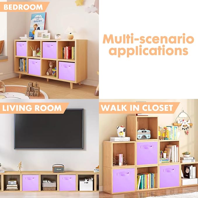 ShellKingdom Storage Bins, Foldable Fabric Storage Cubes And Cloth Storage | Storage Organizer For Closet And Toys, 10.5x10.5x11 INCH, 6 Pack (Lavender)