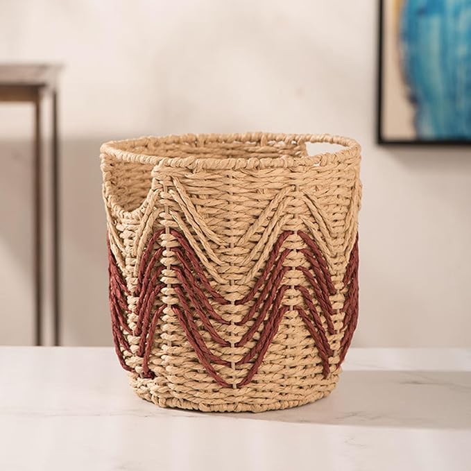Woven Storage Baskets, Handwoven Straw Weaving Plant Basket Large Laundry Organizer Flower Planter Basket For Flower Pots Storage Containers For Home Bedroom Living Room