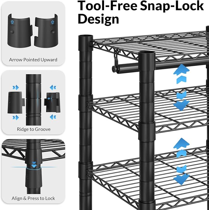Heavy Duty Clothes Rack, Metal Garment Rack 64.8" W x 15.8" D x 76" H with Hooks, Freestanding Clothing Racks for Hanging Clothes, Portable Closet Organizer 900LBS Max Load, Easy Assembly-Black