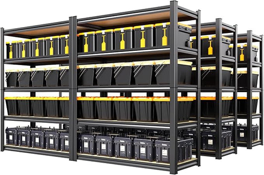 6 Pack Garage Shelving Heavy Duty Storage Shelves, Metal Adjustable Shelving Unit, Utility Garage Organizer Shelf for Basement, Pantry, Kitchen, Warehouse, 71.2" Hx45.6 Wx17.7 D, Black