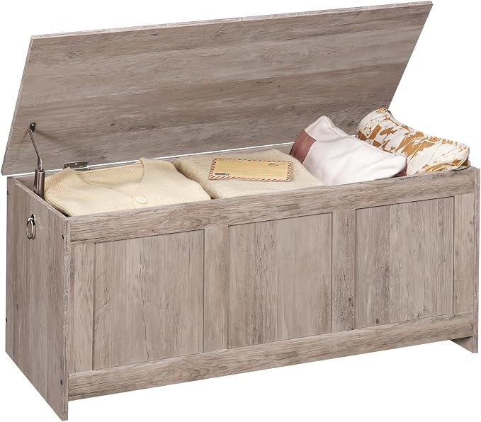 HOOBRO Storage Bench, 39.3" Retro Wooden Storage Chest, Wooden Storage Trunk, Toy Chest with Lift Top, Multifunctional Entryway Organizer, for Entryway, Living Room, Greige BG141CW01