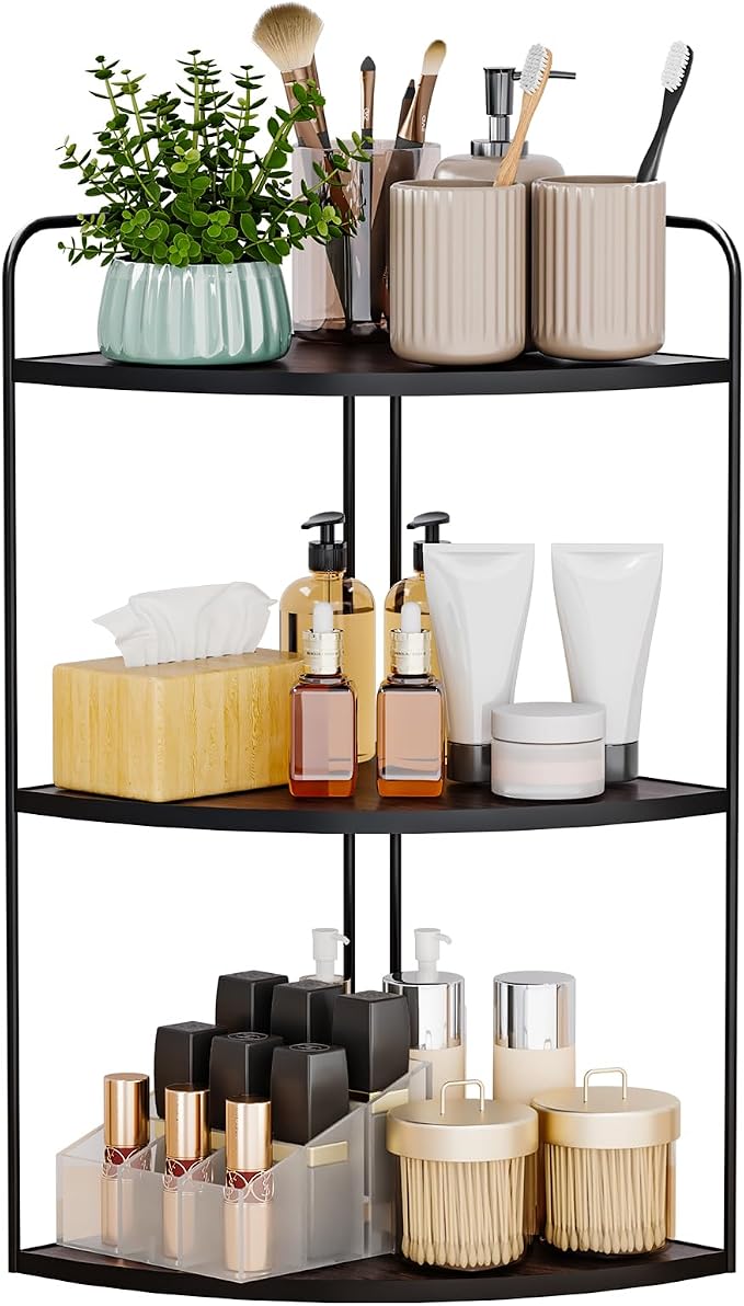 Bathroom Counter Organizer, Vanity & Makeup Countertop Organizer | Corner Bathroom Counter Organizer, Bathroom Sink Organizer, Bathroom Counter Shelf, Countertop Organizer, Corner Desk Shelf