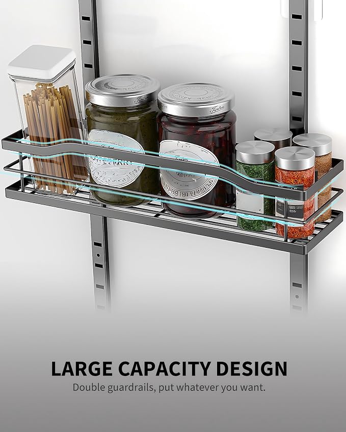 Moforoco 9-Tier Over The Door Pantry Organizer, Pantry Organization and Storage, Black Hanging Basket Wall Spice Rack Seasoning Shelves, Home & Kitchen Bedroom Bathroom House Essentials
