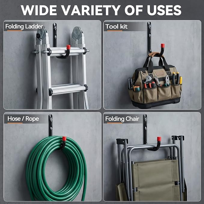 Heavy Duty Garage Storage Hooks, Wall Mounted Garden Tools Storage Hook Utility Organizer (7.9Inch x 7.5Inch)