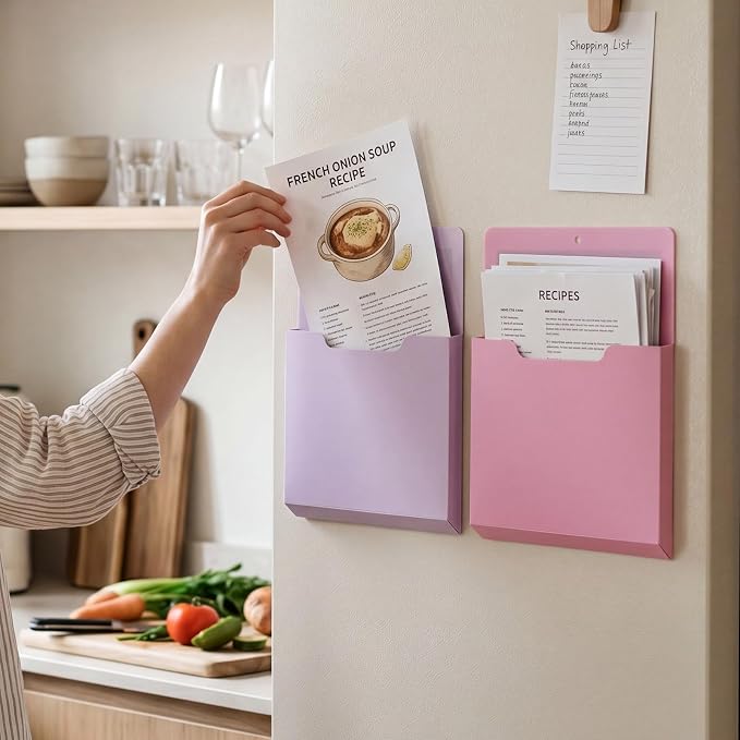 Gilprop 8 Pack Magnetic File Folder Holder for Whiteboard Classroom Storage | 10"x13"x1.2" Hanging Magnetic Wall File Organizer, Refrigerator Magazine Holder, for Mail Letters Paper Desk Office