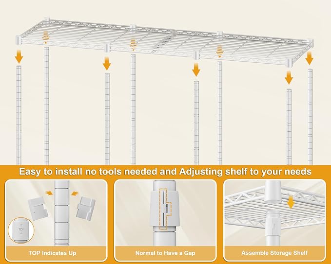 E14C Heavy Duty Closet Organizer System，Freestanding Clothing Racks for Hanging Clothes，Adjustable Garment Rack 58" W × 16" D × 77" H Hold 860 lbs，White Rack with White Cover