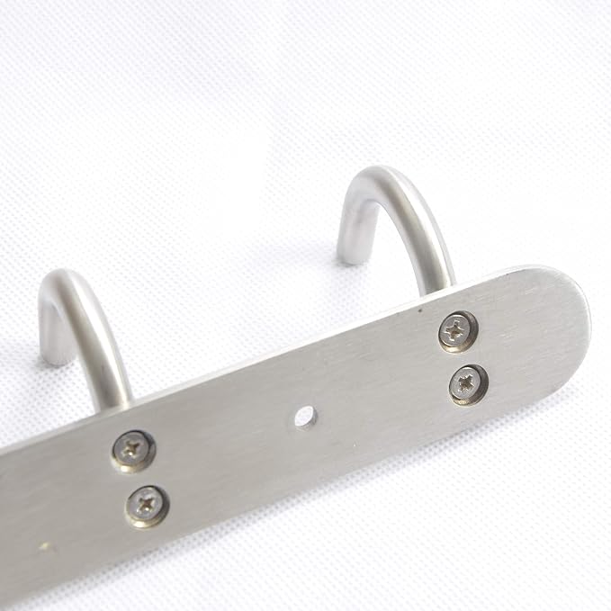 Towel Hook Rack Brushed Nickel - Sagmoc 17-Inch Coat Hook Rail Wall Mounted with 7 Round Hooks, Durable Wall Hangers for Bedroom, Bathroom, Foyer, Hallway (304 Stainless Steel)