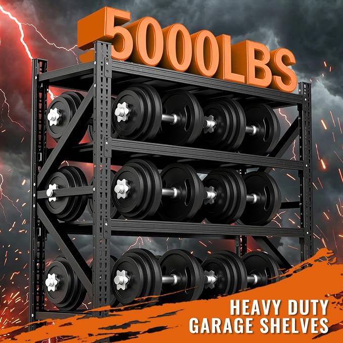 5000LBS 4 Tier Garage Storage Shelves, Heavy Duty Adjustable Storage Rack for Warehouse, Basement, Shop and Office, Commercial-Grade Steel Organizer, 67" W x 24" D x 63" H
