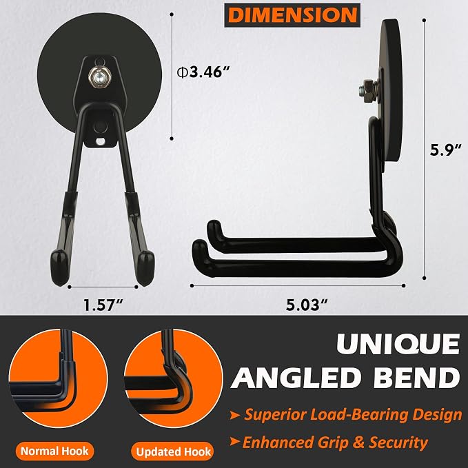 MUTUACTOR Upgraded Magnetic Hooks Heavy Duty,40lbs Anti-Scratch Garage Large Magnet Hooks,2-Pack Super Strong Magnetic Garage Hooks for Organizing Impact Drivers Trailer Cord Garden Tool Box