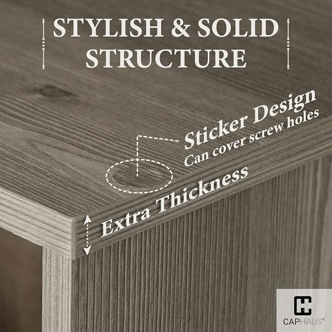 CAPHAUS Sturdy Room 11-Inch Cube Storage Organizer Shelf, with Thick Exterior Edge, Storage Shelf Divider w/Back, Bookcase, 8-Cube, Rustic Grey Oak