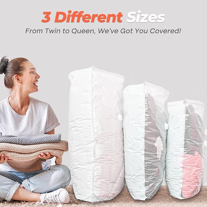 Vacbird Vacuum Seal Bags for Clothing with Rechargeable Cordless Pump, 15 Pack Vacuum Storage Space Saver Bags, Compression Packing for Clothes Bedding Blanket Pillows Comforters Luggage Travel