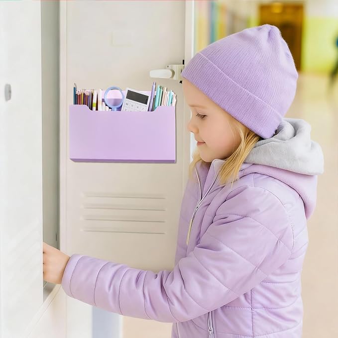 6 Pcs Magnetic Wall File Organizer Magnetic Wall File Holder Refrigerator Magazine Holder for Mail Letters Paper(Violet Color,Horizontal-large)