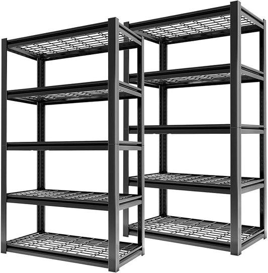 Heavy Duty Storage Shelving Unit (72" H x 35" W x 16" D) 2 Pack | Adjustable 5-Tier Metal Rack, Standing Utility Shelves, Garage, Basement, Pantry, Kitchen, Warehouse, 3000 lbs Capacity