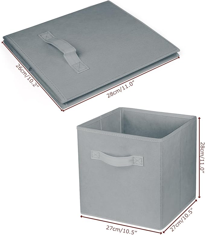 3 Pcs Storage Cubes, 10.5 Inch Collapsible Storage Bins, Fabric Foldable Bins for Organization, Durable Storage Bins for Closet, Shelves, Offices (Grey) | [Grey] [For Organization, Durable Storage Bins for Closet, Shelves, Offices]