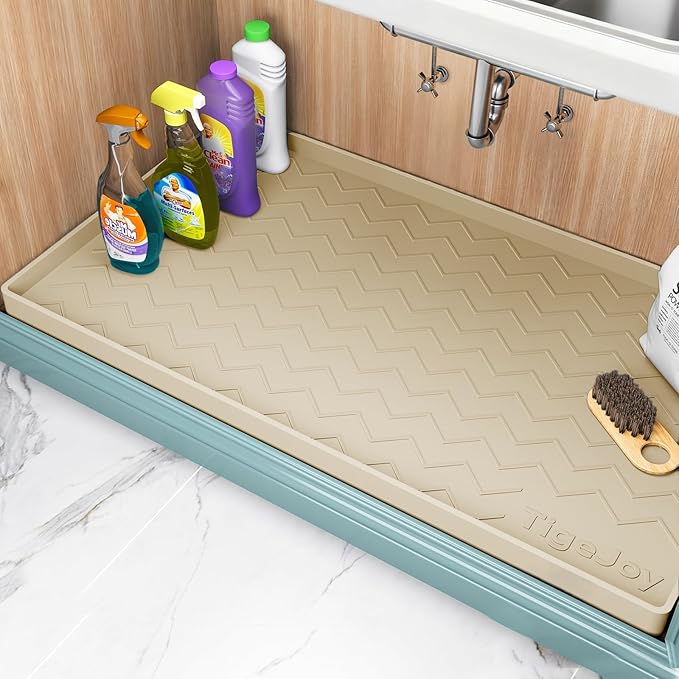 TigeJoy 28" x 19" Under Sink Mats for Kitchen Waterproof, Leak-Proof Silicone Mat Sink Protector and Cabinet Liner, Kitchen Essentials Organizer and Storage, Boot or Shoe Tray, Pet Feeding Mat | Leak-Proof Silicone Mat Sink Protector, Kitchen Essential...