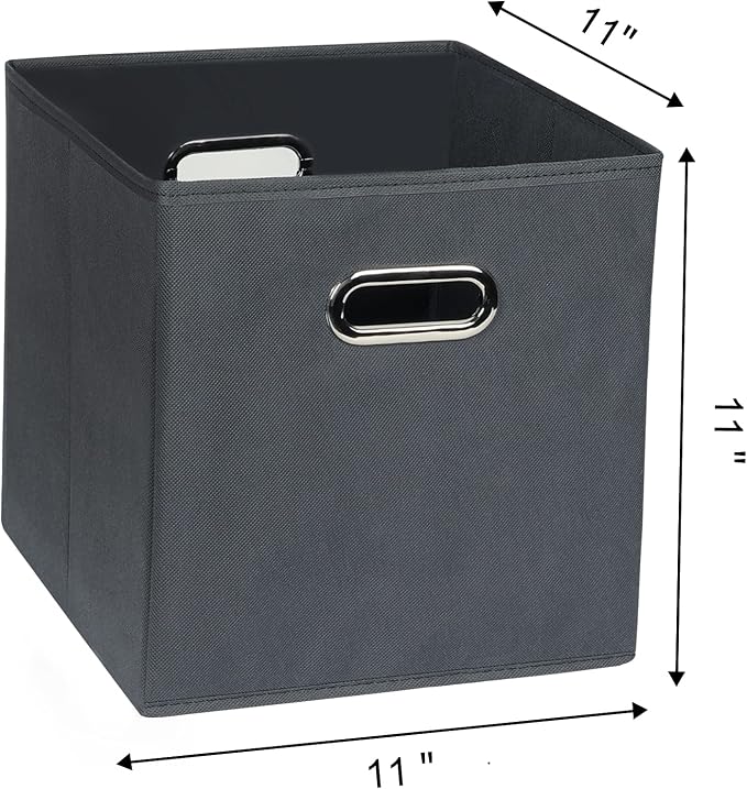 Fabric Cloth Storage Bins,Fabric Cube Organizer with Dual Handles Foldable Cube Storage Baskets for Home Bedroom Storage,Set of 6, Gray