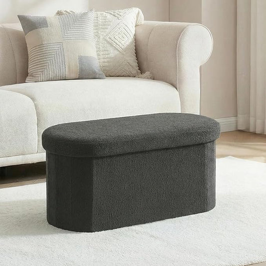 30 Inches Ottoman with Storage,Bedroom Bench with Storage, Ottoman Foot Rest for Living Room,30" L x 15" W x 15" H-Dark Grey