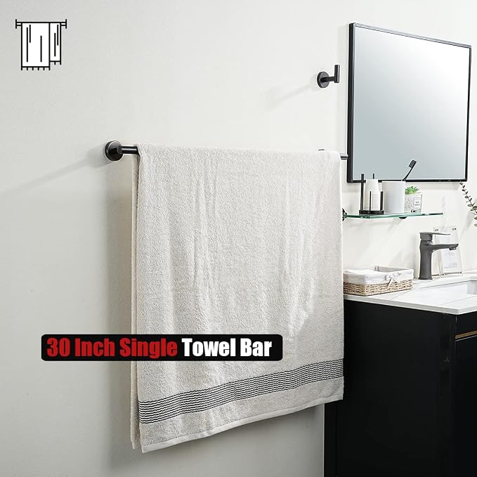 JQK Oil Rubbed Bronze Towel Bar, 33 Inch 304 Stainless Steel Thicken 0.8mm Towel Rack Bathroom, Towel Holder ORB Wall Mount, Useable Length 30 Inch 2 Pack, TB110L30-ORB-P2