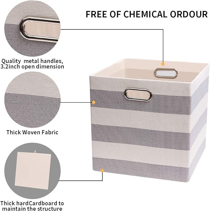 Posprica 3X Thicker Storage Bins Storage Cubes, 13×13 Fabric Storage Boxes Foldable Baskets Containers Drawers for Nurseries,Offices,Closets,Home Décor