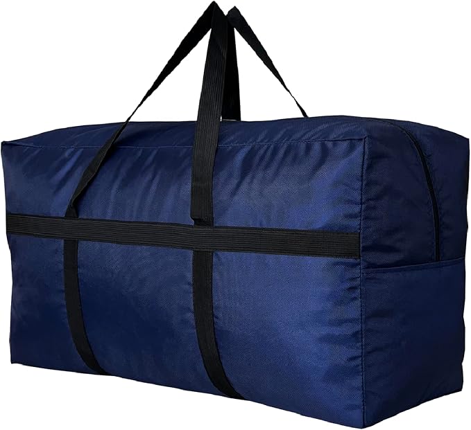 YiKitHom Extra Large Storage Duffle Bag with Zippers and Handles, Heavy Duty Blue Big Long Travel Bag -42x23x13.5Inch