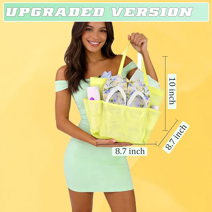 Mesh Shower Caddy Portable - 9 Pockets for College Dorm Room Essential | Large Capacity Mesh Shower Caddy with 9 Pockets, Portable Hanging Toiletry Bag for College Dorm, Gym, Camping and Beach