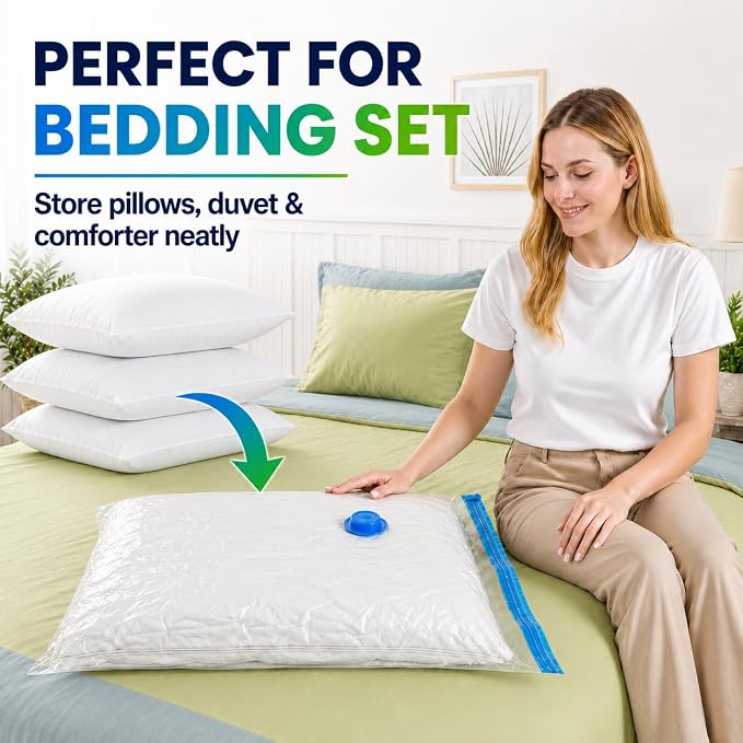 Vacuum Storage Bags,30Pack Vacuum Seal Bags for Clothing,Travel,Clothes,Comforters,Blankets,Pillows-6 Jumbo+6 Large+6 Medium+6 Small+6 Roll Up Space Saving Bag Hand Pump Included