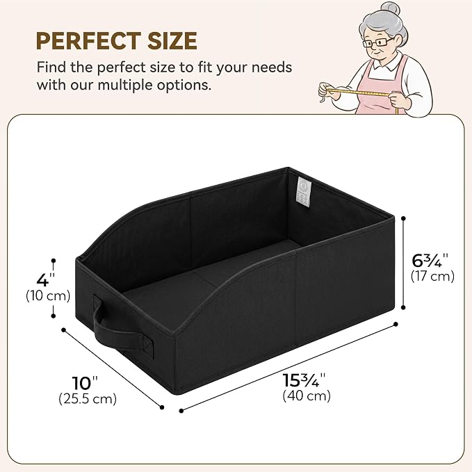 GRANNY SAYS Trapezoid Closet Organizers, 10"Lx15¾"Wx6¾"H, Black, 6-Pack | Fabric Storage Bins for Closet Shelves, Cube Shelf, Closet Organizers and Storage for Clothes, Purse, Toys, Towels