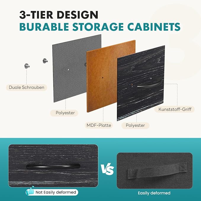 OLIXIS 9 Drawer Tall Dresser for Bedroom, Closet Organizers and Storage | Fabric Dresser with Wooden Top, Chest of Drawers for Clothes Storage, Tower Cabinet, Furniture, TV Stand, Black Wood Grain