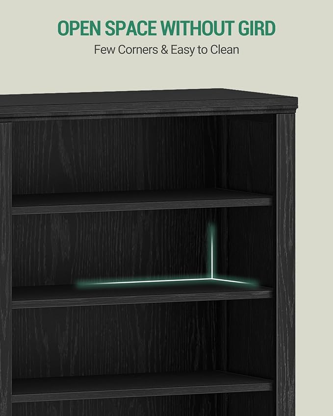 Hzuaneri Shoe Storage Cabinet,10 Tiers Farmhouse Tall Shoe Cubby Organizer | Freestanding Shoe Cabinets, Wooden Shoes Rack with Cubby, 27-30 Pairs, for Entryway, Living Room, Black SR52604X