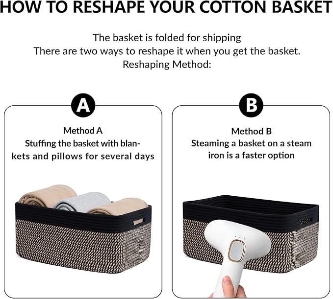 MiniArk Large Storage Baskets for Organizing, 17 x 13 x 7.5” Closet Shelf Baskets for Clothes Blanket Towels, Baby Nursery, Toy Bins Box, Woven Rope Baskets, 4 Packs Woven Brown