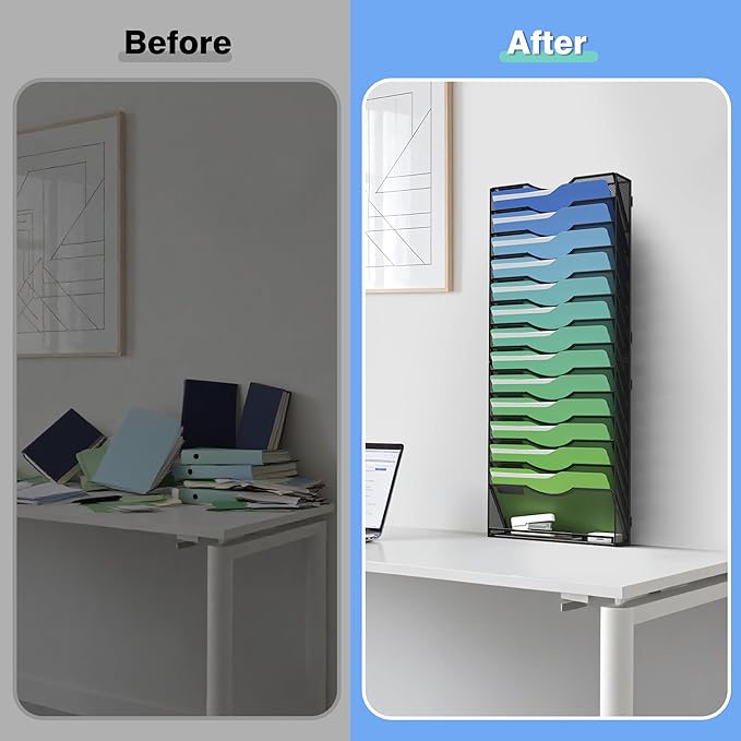 Kuntine.B Wall File Organizer Office Hanging Magazine Holder Wall File Organizer for Office Home