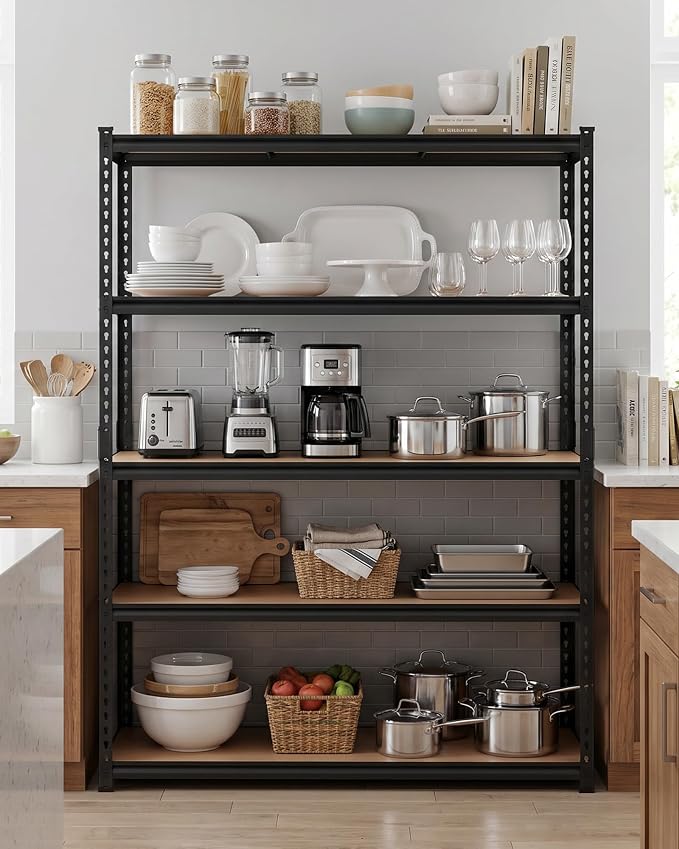 Garvee 5-Tier Storage Shelving Unit, 60" W x 18" D x 72" H, 2500 lbs Load | Carbon Steel Utility Shelves, Adjustable Metal Freestanding Garage Shelf for Pantry, Basement, Warehouse, Heavy Duty