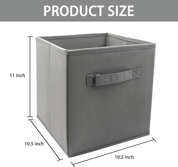 EBIGIC Storage Cubes Collapsible fabric Storage bins,cube storage organizer 10.5 * 10.5 * 11 inch,For home and office Collapsible Closet Shelf Organizers, Drawer Organizers(Grey)