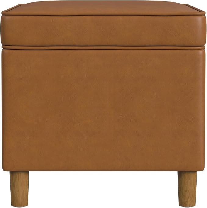 Spatial Order 24" Dinah Collection Storage Ottoman - Carmel Faux Leather